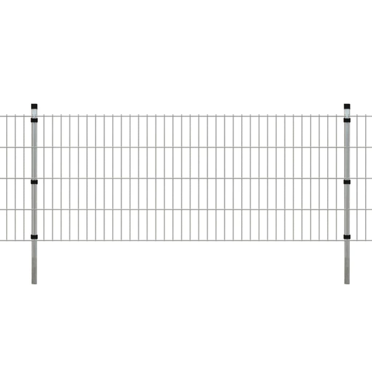 vidaXL 2D panel og pæle til havehegn, 2.008x830 mm, 2 m, sølvfarvet