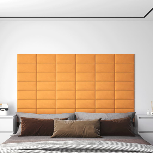 vidaXL vægpaneler 12 stk. 30x15 cm 0,54 m² stof mørkegul
