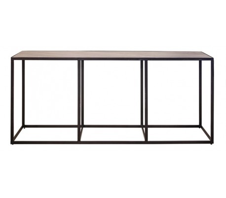 Industrielt konsolbord 180 x 40 cm i marmor og metal - Sort/Sort