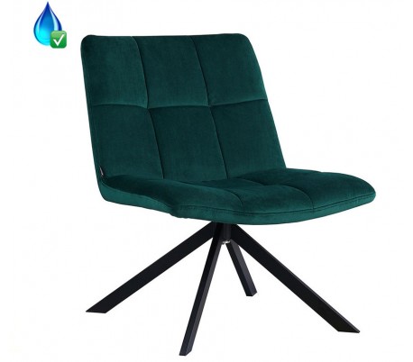 Eevi rotérbar loungestol i velour H82 cm - Sort/Mørkegrøn