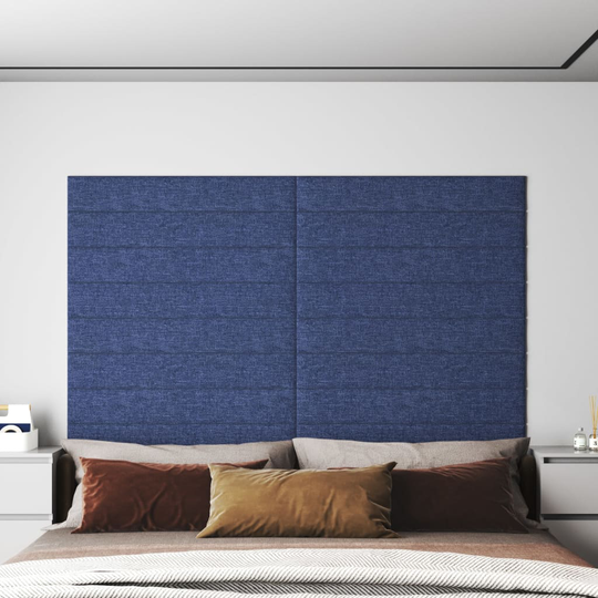vidaXL vægpaneler 12 stk. 90x15 cm 1,62 m² stof blå