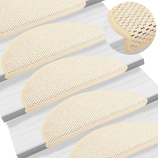 vidaXL selvklæbende trappemåtter 15 stk. 65x25 cm sisal-look cremefarvet