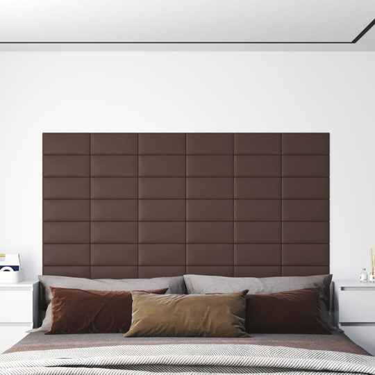 vidaXL vægpaneler 12 stk. 30x15 cm 0,54 m² kunstlæder brun