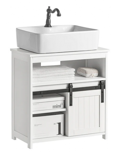 Underskab til håndvask i metal og mdf H62 x B60 cm - Hvid/Sort