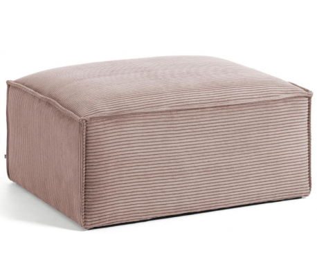 Blok puf til sofa i velour ripcurl 90 x 70 cm - Støvet pink