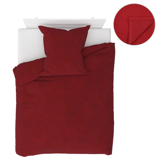 vidaXL sengsæt 4 dele 155 x 200/80 x 80 cm fleece vinrød