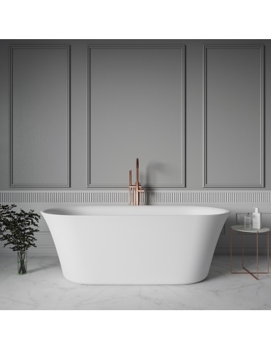 SORANO fritstående badekar 180 x 82 cm solid surface - Satineret mat hvid