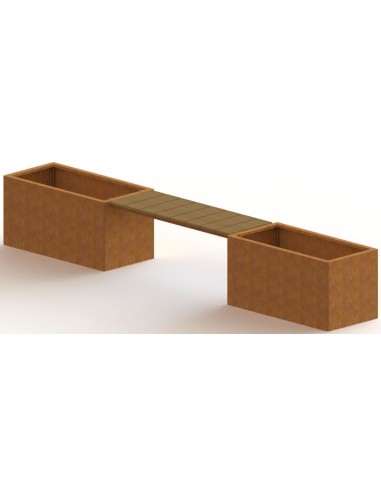 Vegas Havebænk med bund B321,2 cm i corten stål og douglas træ