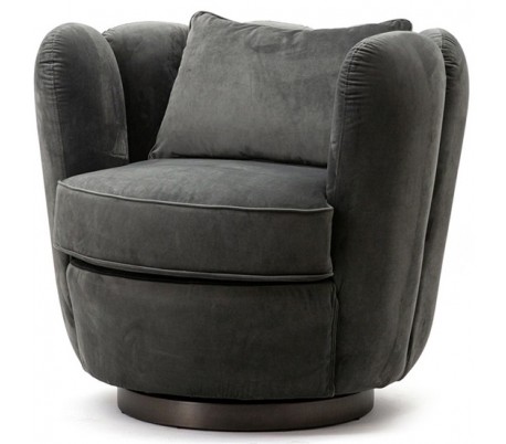 Lænestol i velour og metal H75 x B83 x D77 cm - Grå