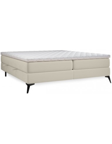 Base kontinentalseng med opbevaring 200 x 200 cm med 7 komfortzoner - Sort/Lys beige
