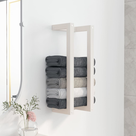 vidaXL håndklædeholder 23x18x60 cm massivt fyrretræ hvid