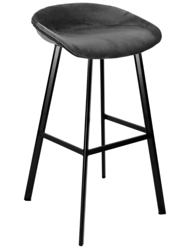 Finn barstol i velour H78 cm - Sort/Mørkegrå