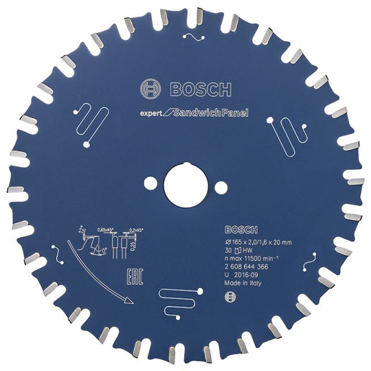 Bosch Rundsavsklinge 165x2,0x20mm 30t Exp Sandwich - 2608644366
