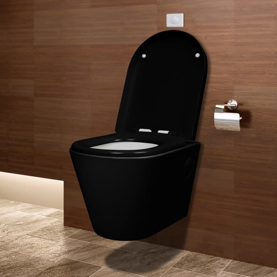 Wall Toilet Sort 34,5 x 52 x 41,5 cm Inkl. Flushing System tanken