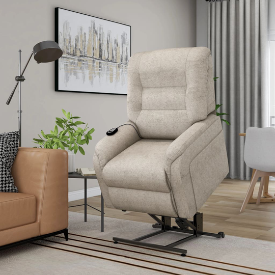 vidaXL elektrisk massagestol stof cremefarvet