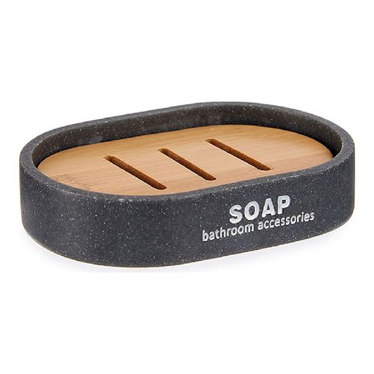Sæbeskål Grå Harpiks Bambus (8 x 2,5 x 12,5 cm)