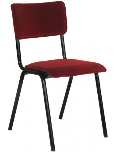 Cas spisebordsstol i metal og velour H82 cm - Sort/Mørkerød