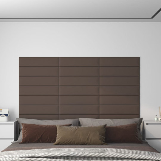 vidaXL vægpaneler 12 stk. 60x15 cm 1,08 m² stof gråbrun