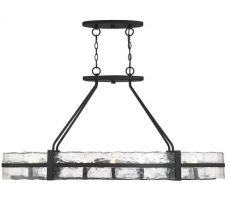 Hudson 10 Lysekrone 122 x 41 cm - Mat sort/Klart bølget