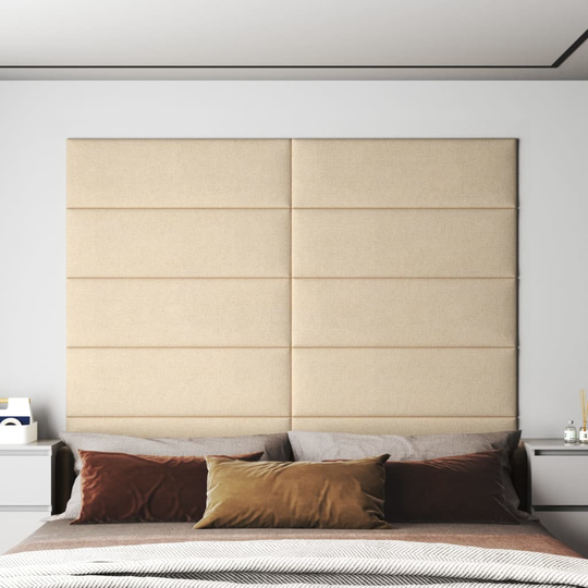 vidaXL vægpaneler 12 stk. 90x30 cm 3,24 m² stof cremefarvet