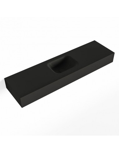 LEX væghængt håndvask 110 x 30 cm Solid surface - Sort