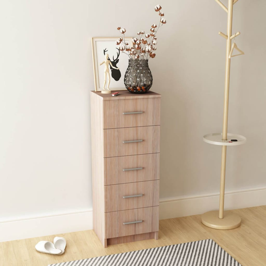 vidaXL høj kommode i spånplader 41 x 35 x 106 cm egetræ