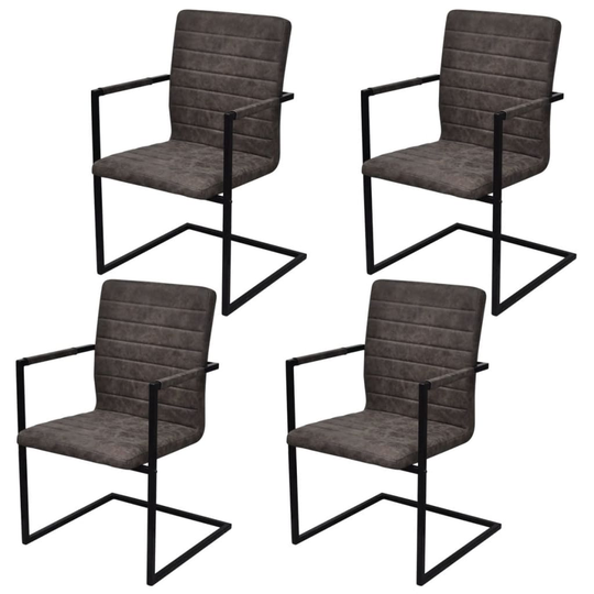 vidaXL spisebordsstole med cantilever 4 stk. kunstlæder brun