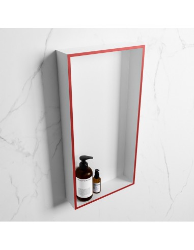 EASY hylde til badeværelset 59,5 x 29,5 cm Solid surface - Talkum/Rød