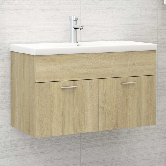 vidaXL skab til håndvask 80x38,5x46 cm konstrueret træ sonoma-eg