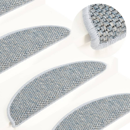 vidaXL selvklæbende trappemåtter 15 stk. 65x25 cm sisal-look blå