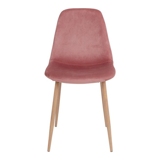 Spisebordsstol i rosa velour med ben i trælook HN1214 - 1001122