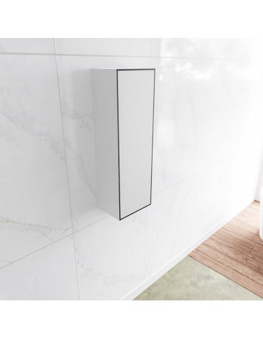 LAGOM højrevendt skab til badeværelset 90 x 30 cm Solid surface - Talkum/Sort