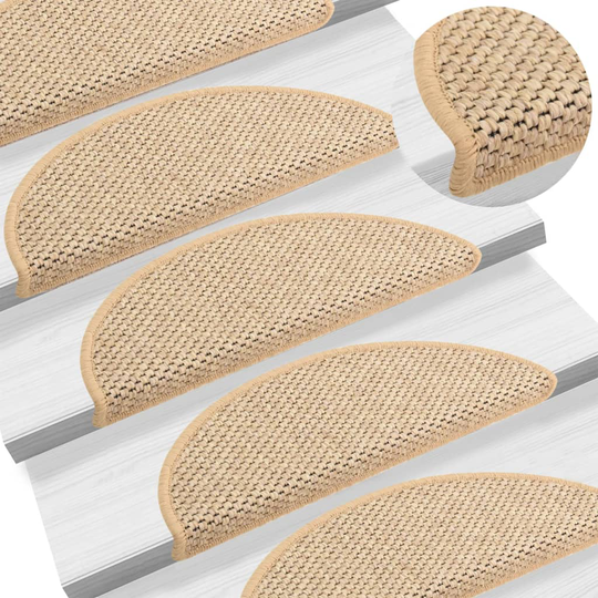 vidaXL selvklæbende trappemåtter 15 stk. 56x20 cm sisal-look lys beige