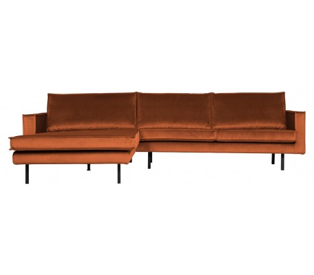 Rodeo Sofa med venstrevendt chaiselong i velour 300 x 155 cm - Rust