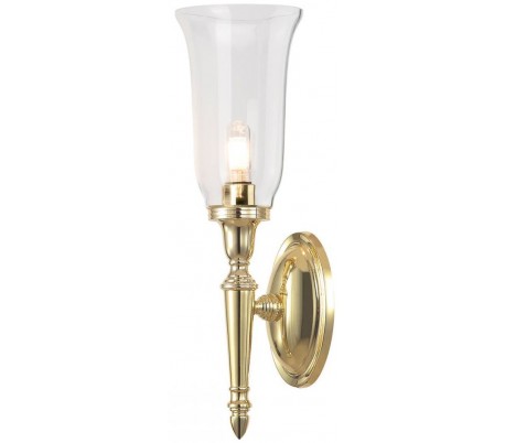 Dryden Badeværelseslampe i messing og glas H41 cm 1 x G9 LED - Poleret messing/Klar