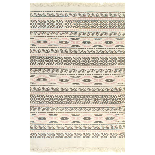 vidaXL kilim-tæppe med mønster bomuld 120 x 180 cm grå/pink