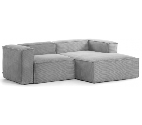 Blok højrevendt chaiselong sofa i velour ripcurl 240 x 174 cm - Grå