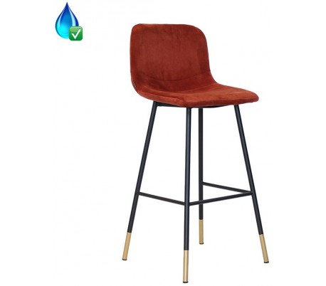 Mikky Barstol i velour H96 - 107 cm - Sort/Kobber