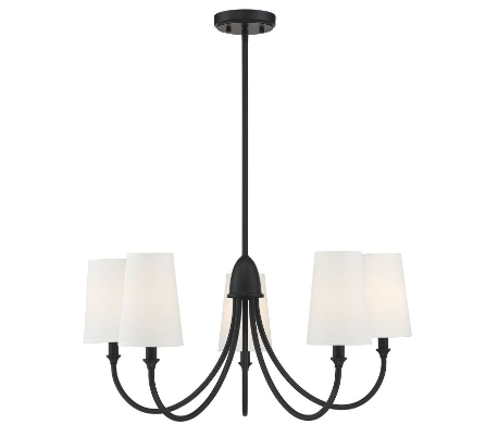 Cameron 5 Lysekrone Ø74 cm - Mat sort/Hvid