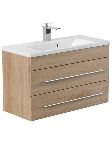Portus komplet badmiljø i mdf og keramik H52,5 x B80,8 cm - Sonoma eg
