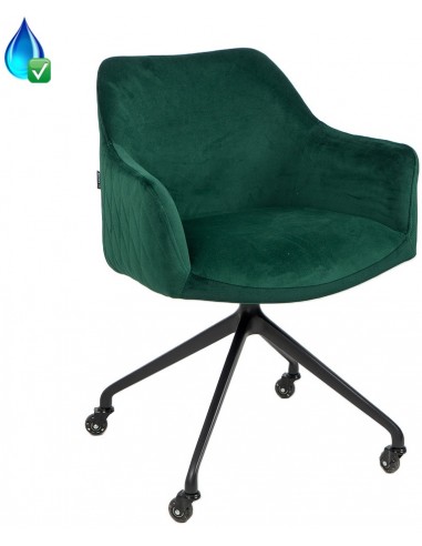 Quinn kontorstol i velour H81 cm - Sort/Mørkegrøn
