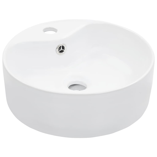 vidaXL håndvask med overløb 36 x 13 cm keramik hvid