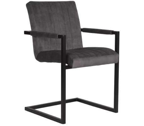 Milo spisesbordsstol i velour og metal H85 cm - Industriel sort/Antracit