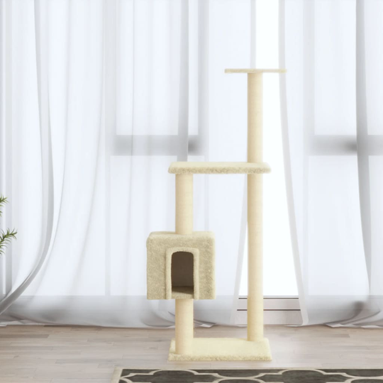 vidaXL kradsetræ med sisalkradsestolper 104 cm cremefarvet