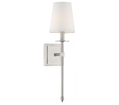 Monroe 1 Væglampe H51 cm - Satineret nikkel/Hvid