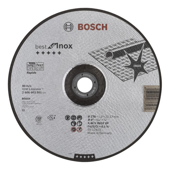Bosch Skæreskive A46v Inox 230x1,9mm Krøppet - 2608603501