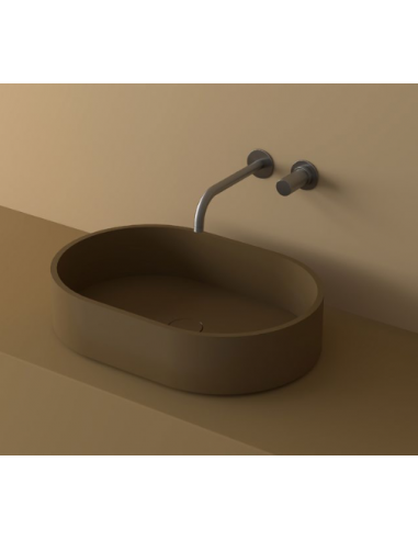 LO2M bordmonteret håndvask 54 x 37 cm solid surface - Brun