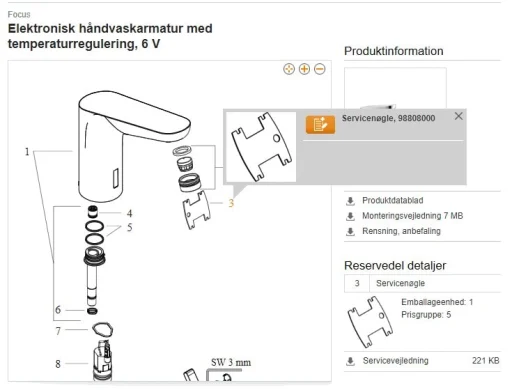 Hansgrohe servicenøgle