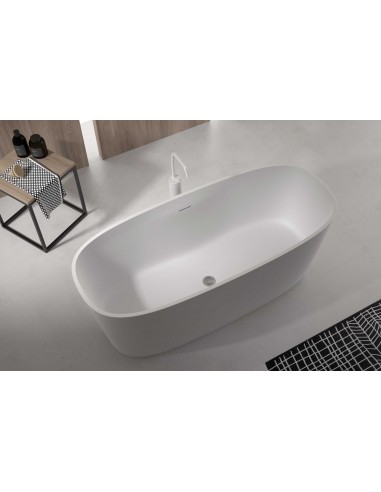 Tube fritstående badekar 150 x 65 cm Solid surface - Mat hvid