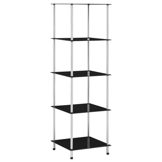 vidaXL reol 5 hylder 40x40x130 cm hærdet glas sort